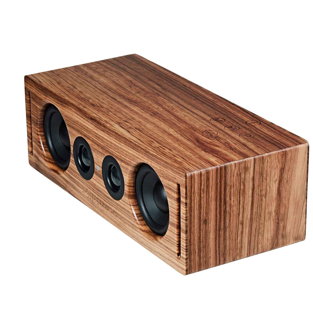 RÖTH & MYERS Bosk Speaker HiFi - Altavoz WiFi/Bluetooth. Altavoz de estantería. Diseño Único en Madera de Zebrano 100% Natural, Multiroom y Multichannel. Spotify, Airplay, DLNA, Óptica, 70W,