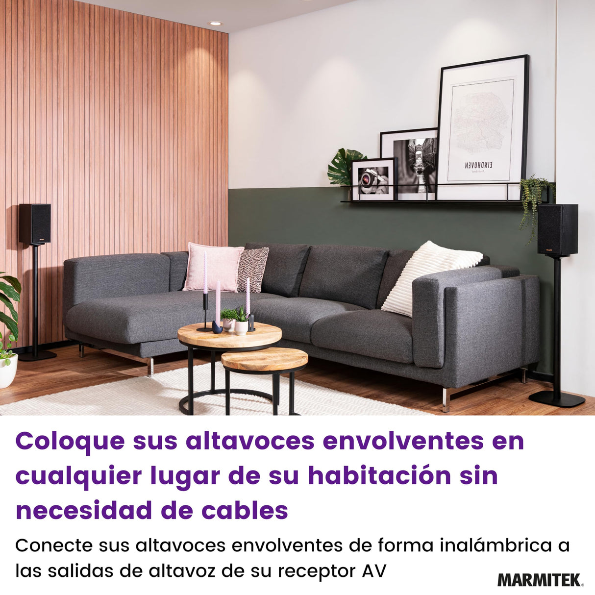 Marmitek - Transmisor de Audio Para Altavoces, Surround Anywhere 221, Transmisión Digital sin Latencia, Conexión Inalámbrica de Altavoces Envolventes, Conecte dos Altavoces de Forma Inalámbrica