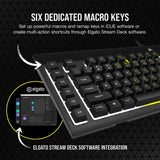 Corsair K55 RGB Pro Membrana Teclado para Juegos con Cable, IP42, Resistente al Polvo y a los derrames, 6 Teclas Macro con integración Elgato, Compatible con iCUE, QWERTY UK, PC, Mac, Xbox, Color