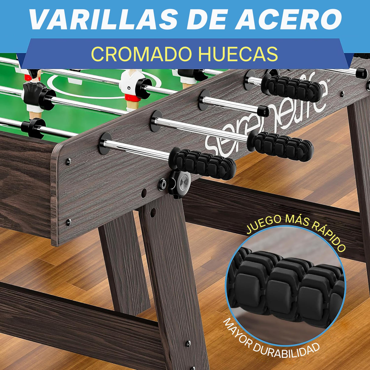 SereneLife futbolín plegable, Tamaño Completo, de 48" con 2 Mini balones, Marcador de puntuación, Patas sólidas y Resistentes, Mesa de fútbol para el hogar