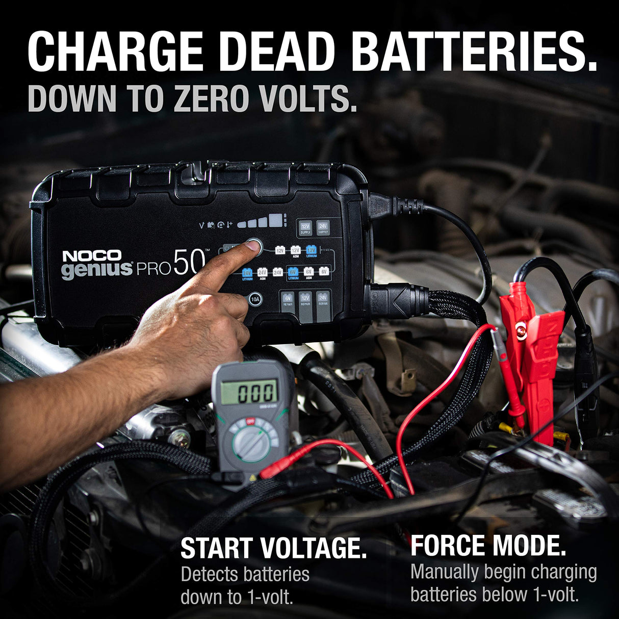 NOCO GENIUSPRO50: Cargador de Batería Profesional 50A, 6V, 12V y 24V, Mantenedor y Desulfatador para Baterías de Plomo-Ácido y Litio