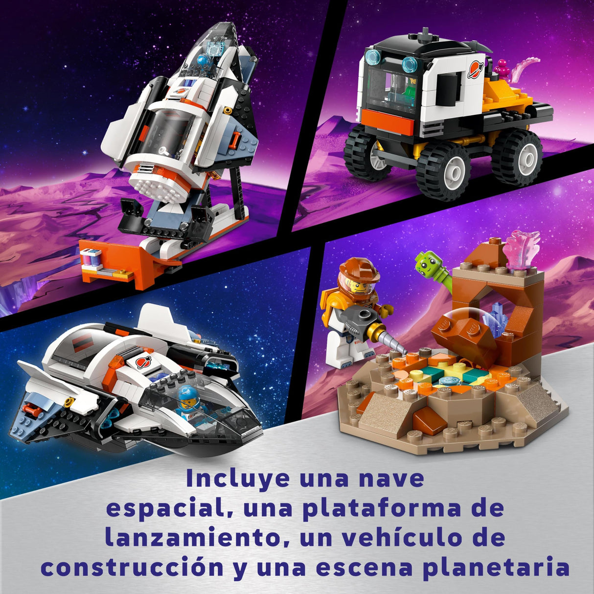 LEGO City Base Espacial y Plataforma de Lanzamiento, Juego de Exploración Planetaria, Regalo para Niños y Niñas de 8 Años o Más, 6 Minifiguras, Robot de Juguete y 2 Figuras de Acción de Aliens 60434