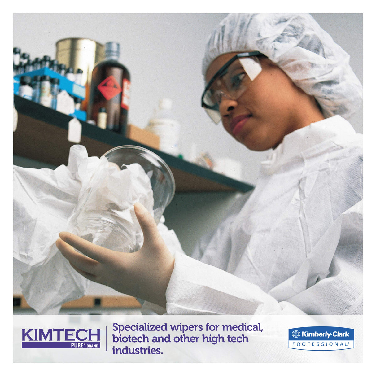 Kimtech Pure W4 Paños 7605, 5 bolsas x 100 hojas blancas