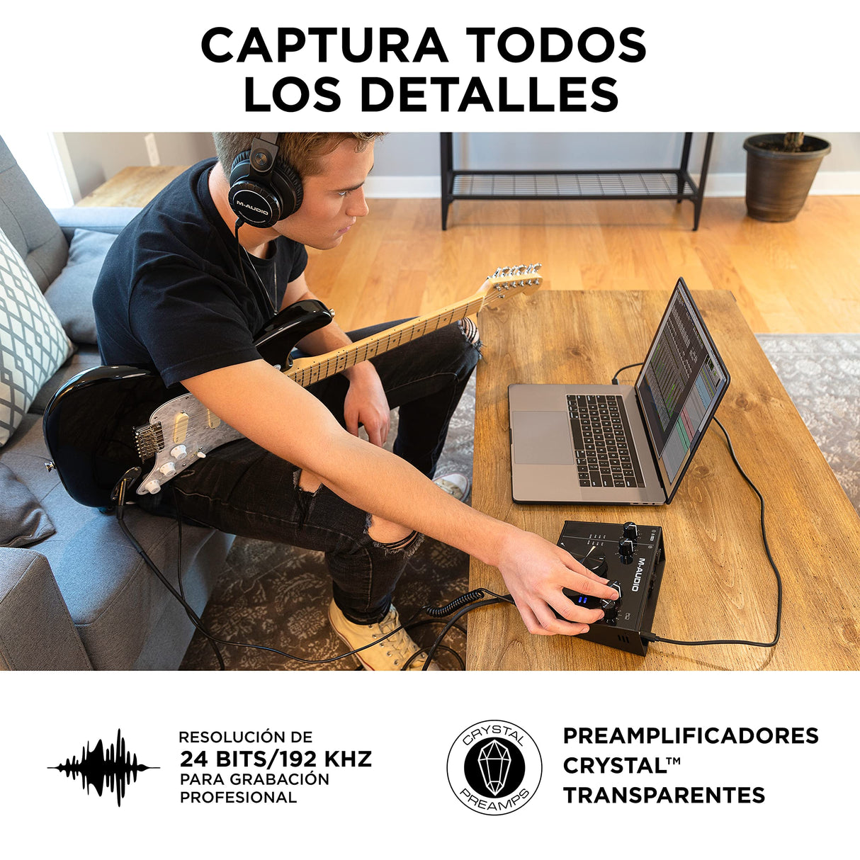 M-Audio AIR 192|4 - Interfaz de audio, Tarjeta de sonido USB, USB-C, 2 entradas, 2 salidas, software de estudio, para grabación de instrumentos, producción musical y monitorización