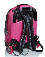 NEW TECH KEEP FLAG - Mochila Escolar 3 en 1 Desmontable + Carro, Trolley Rosa y Negro - Sistema Salva Tirantes