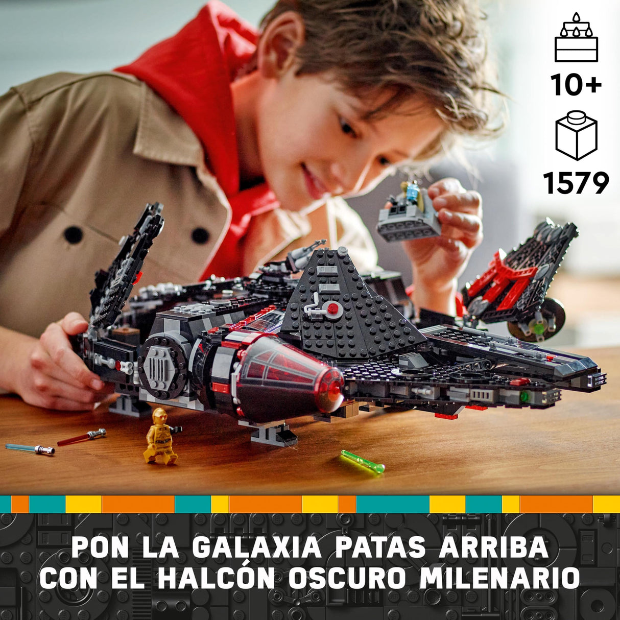 LEGO Star Wars 75389 Halcón Oscuro - Maqueta de Juguete de Nave Estelar para Jugar y Exponer - Cañones Automáticos, Giratorios y 6 Minifiguras Inc. C-3PO - Regalo para Niños de 10+ Años y Fans
