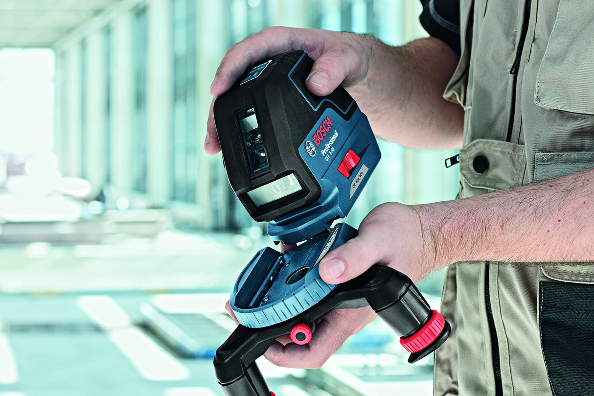 Bosch Professional Nivel láser GLL 3-50 (láser rojo, interior, alcance con receptor LR2: 50 m, 4 pilas AA, soporte giratorio, soporte BM1, L-BOXX)