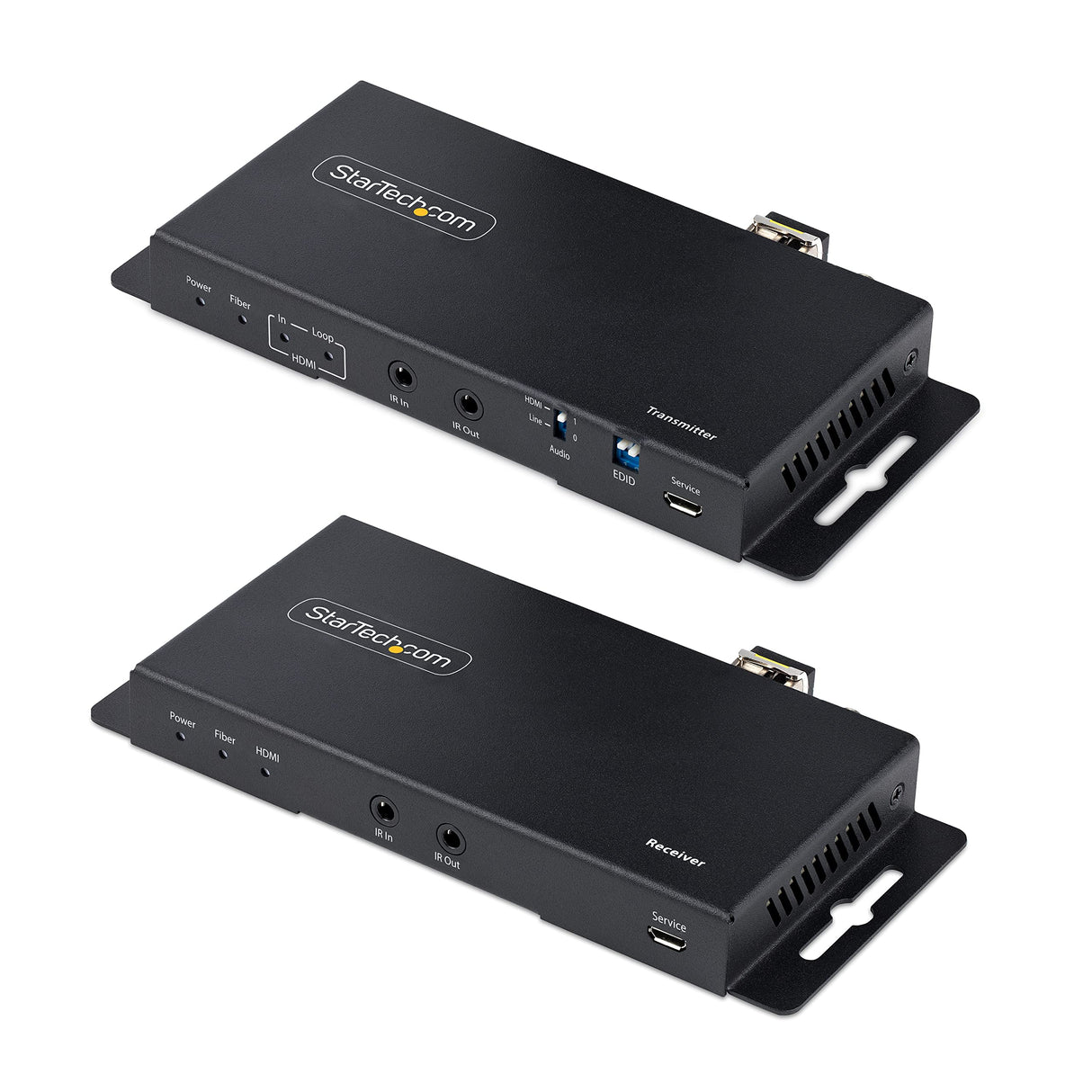 StarTech.com Juego Extensor de HDMI 4K por Fibra - 4K a 60Hz hasta 1km (Monomodo) o 330m (Multimodo) - Fibra Óptica LC - HDR - HDCP - Alargador de Audio/RS232/IR - Receptor Transmisor (ST121HD20FXA2)