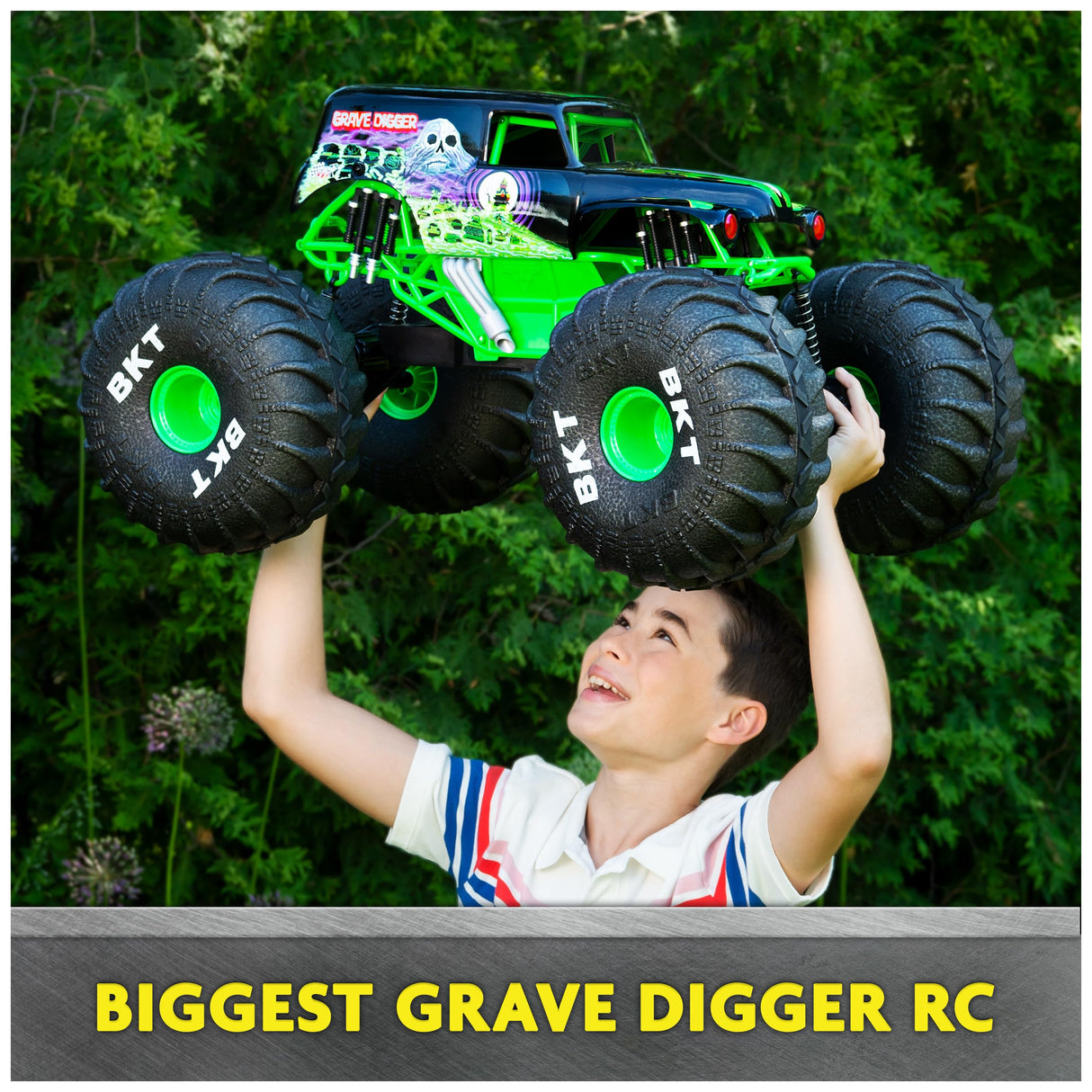 Monster Jam, camión Monstruo Todoterreno Mega Grave Digger Oficial por Control Remoto, más de 60 cm de Altura, Escala 1:6, Juguetes para niños y niñas a Partir de 4 años