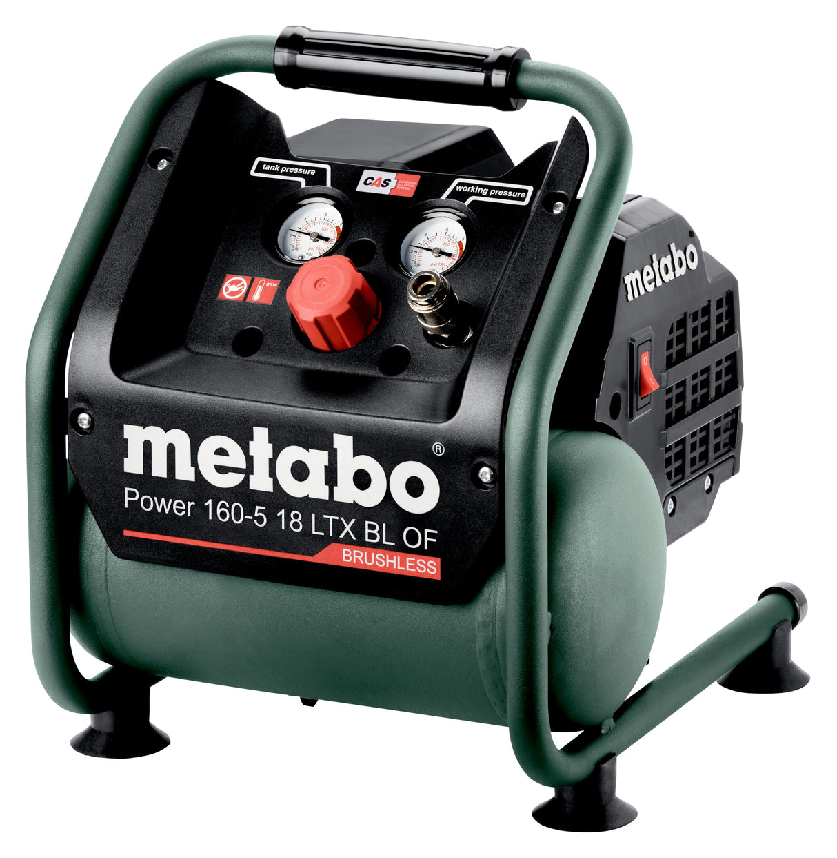 Metabo Compresor sin aceite a batería 18V - Portátil y compacto, 8 bar, 5L, motor Brushless, ideal interiores