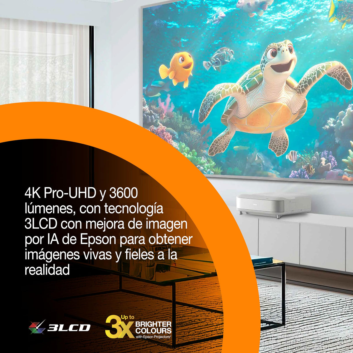 Epson Lifestudio Grand EH-LS670W Blanco Diamante, proyector láser Inteligente de Distancia ultracorta, 4K Pro UHD, Sound by Bose, Google TV, Pantallas de hasta 120″, 5 años de garantía*