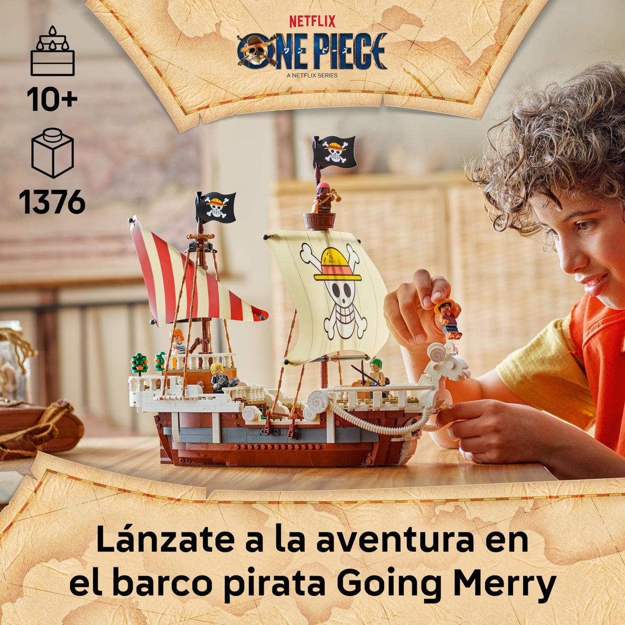 LEGO One Piece Barco Pirata Going Merry de Juguete - Maqueta de Barco y Decoración Anime - 5 Minifiguras Inc. Luffy, Zoro y Nami - Regalo para Niños, Niñas y Fans de 10+ Años 75639