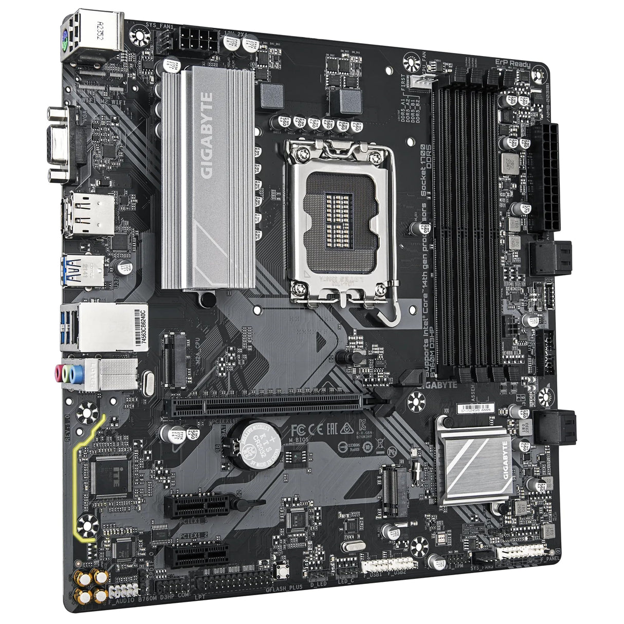 GIGABYTE B760M D3HP Placa Base - Procesadores Intel Core de 14ª Generación, VRM de 4+1+1 Fases, hasta 5600 MHz DDR5, 2xPCIe 4.0 M.2, LAN GbE, USB 3.2 Gen 1