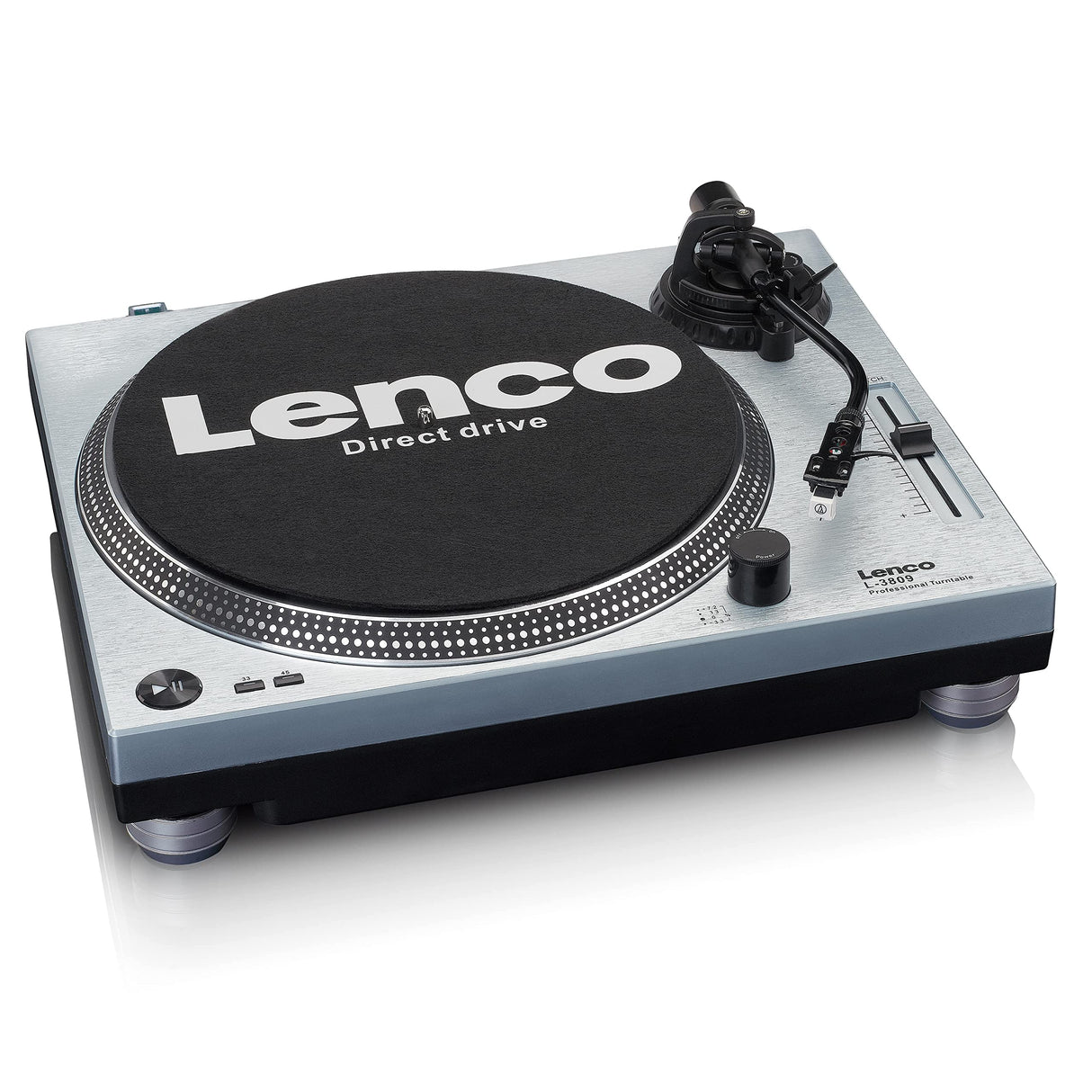 Lenco L-3809 Tocadiscos - Tocadiscos DJ con accionamiento Directo - USB - Preamplificador - 33 y 45 RPM - MMC - RCA - Line out - Azul metálico