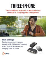 Altavoz manos libres portátil personal Bluetooth Poly Sync 20+ (Plantronics) - Reducción de ruido/eco - Adaptador Bluetooth USB-C - Funciona con Teams - Zoom, PC, Mac, móvil - Exclusivo para Amazon
