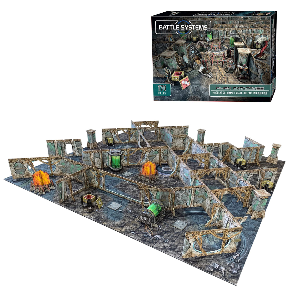 Battle Systems - Terreno Modular de Ciencia ficción para Juegos 3D miniaturas y Figuras de 28 mm a 35 mm - No Requiere Pintura - Juego de Guerra de alienígenas de Ciencia ficción -