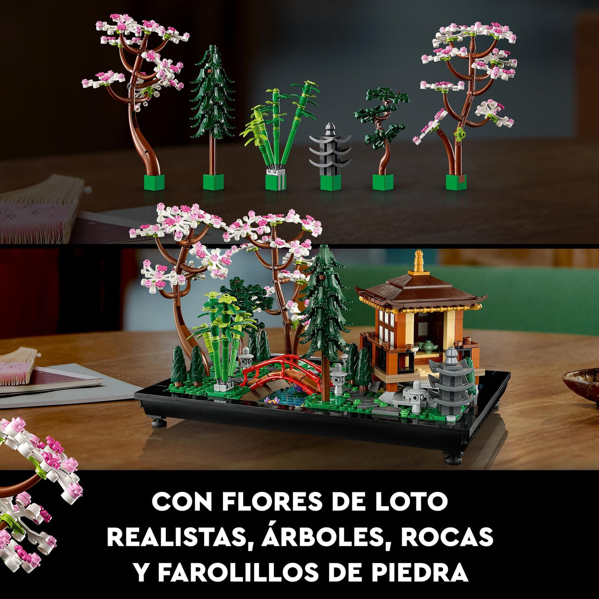 LEGO 10315 Icons Jardín Meditativo, Jardín Zen Botánico para Adultos con Flores de Loto, Decoración de Escritorio Personalizable, Inspirado en Tradiciones Japonesas, Regalo de Jardinería Mindfulness