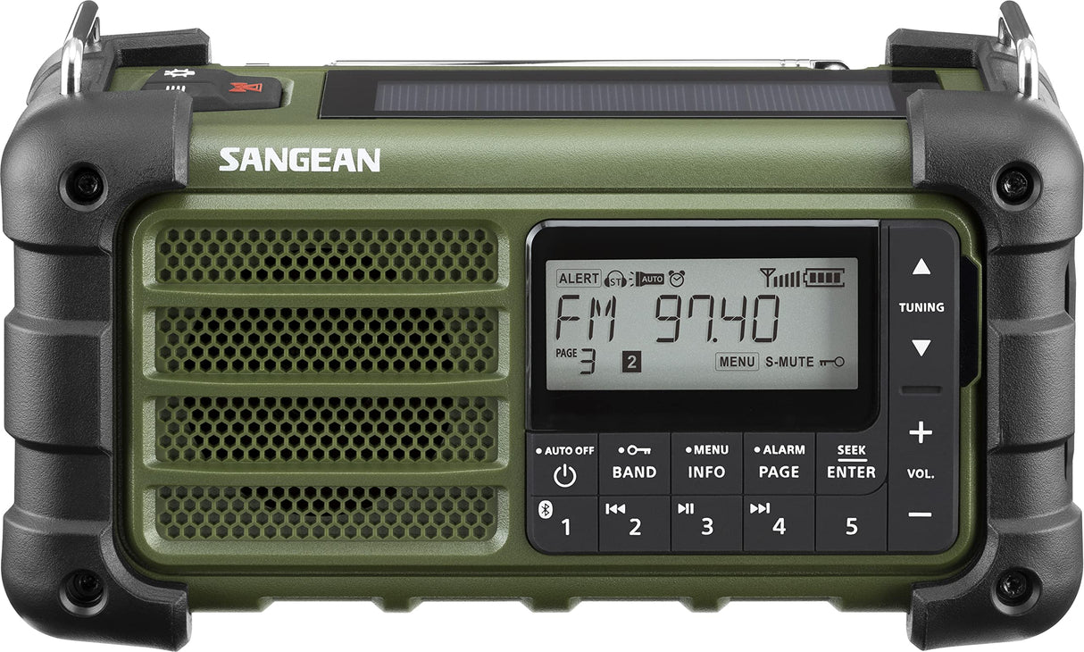 Sangean MMR-99 Radio Recargable de Emergencia, Am/FM - RBDS Bluetooth (Aux) Multi-Powered
