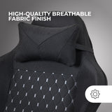 Mars Gaming MGC-X, Silla Gaming Ergonómica, Tejido Transpirable, Respaldo Reclinable y Altura Regulable, Reposabrazos Dinámico, Cojín Cervical y Lumbar, Silla Oficina con Reposapiés Extensible, Negro
