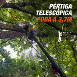 Altuna Kit de Poda a Batería de Titanio - Motosierra a Batería + Tijeras de Podar Eléctricas + Pértiga Telescópica - Incluye 2 Baterías - Pértiga de 1,63m para Poda en Altura - Con Cargador y Gafas
