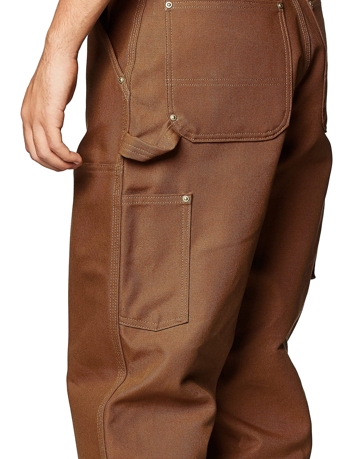 Carhartt Pantalón de trabajo utilitario en lona de algodón resistente con parte frontal doble, Loose Fit Para Hombre, Carhartt Brown, W36/L32