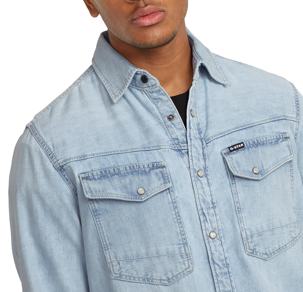 G-STAR Para Hombre Camisa Dakota Slim, Azul (Sun Faded Blue Mist D23616-D252-G342), L
