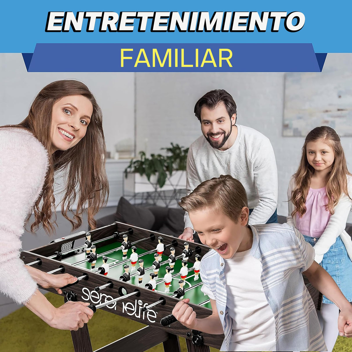 SereneLife futbolín plegable, Tamaño Completo, de 48" con 2 Mini balones, Marcador de puntuación, Patas sólidas y Resistentes, Mesa de fútbol para el hogar