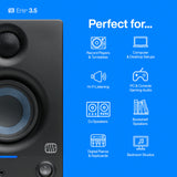 PreSonus Eris 3.5 Gen 2, Altavoces Activos de Escritorio 3.5" para Multimedia, Juegos, Producción Musical de Calidad Estudio, Potencia 50 W