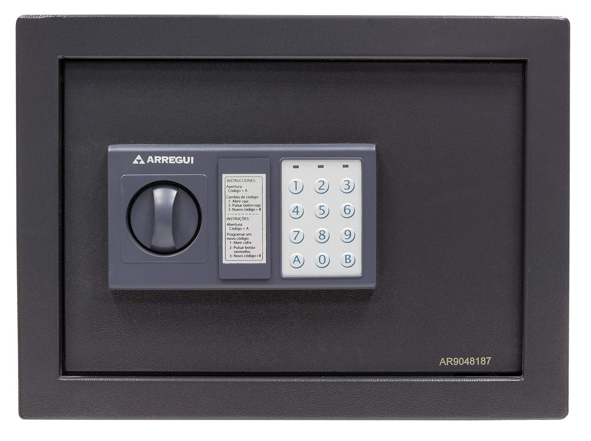 Arregui W25EB Caja Fuerte de Acero con Cerradura, Gris Oscuro, Pared-28x38x25 cm