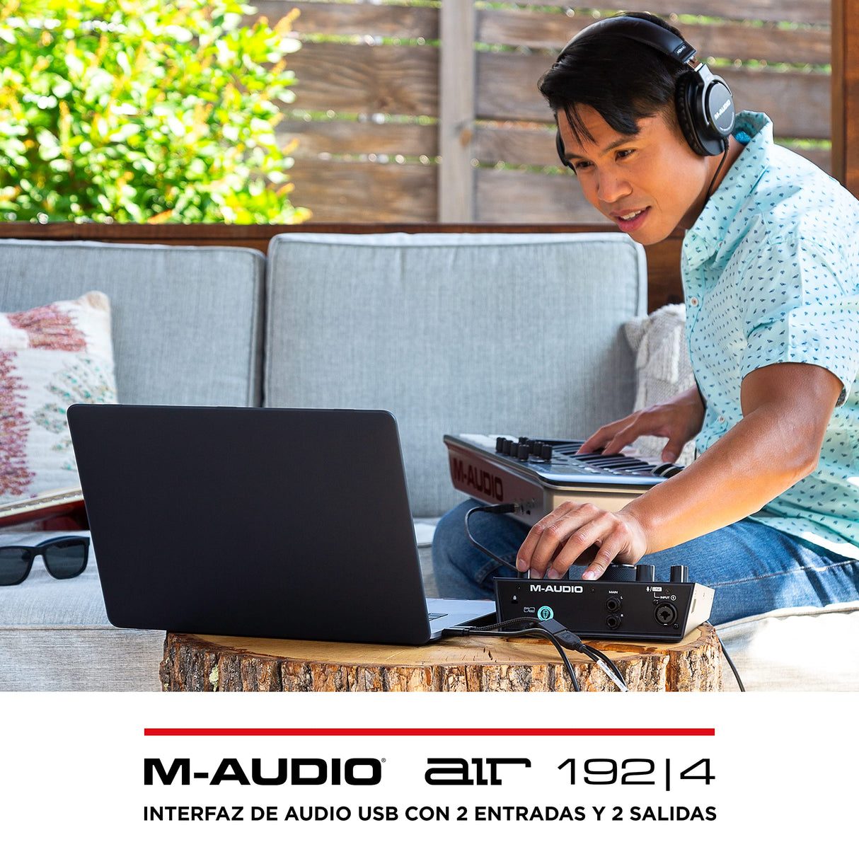 M-Audio AIR 192|4 - Interfaz de audio, Tarjeta de sonido USB, USB-C, 2 entradas, 2 salidas, software de estudio, para grabación de instrumentos, producción musical y monitorización