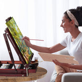 Relaxdays Caballete Portátil de Madera, 35 Piezas, Set de Pinceles, Paleta, Lienzo, Acuarela, Óleo y Acrílico, Marrón, Aluminio, 180 x 100 x 70 cm