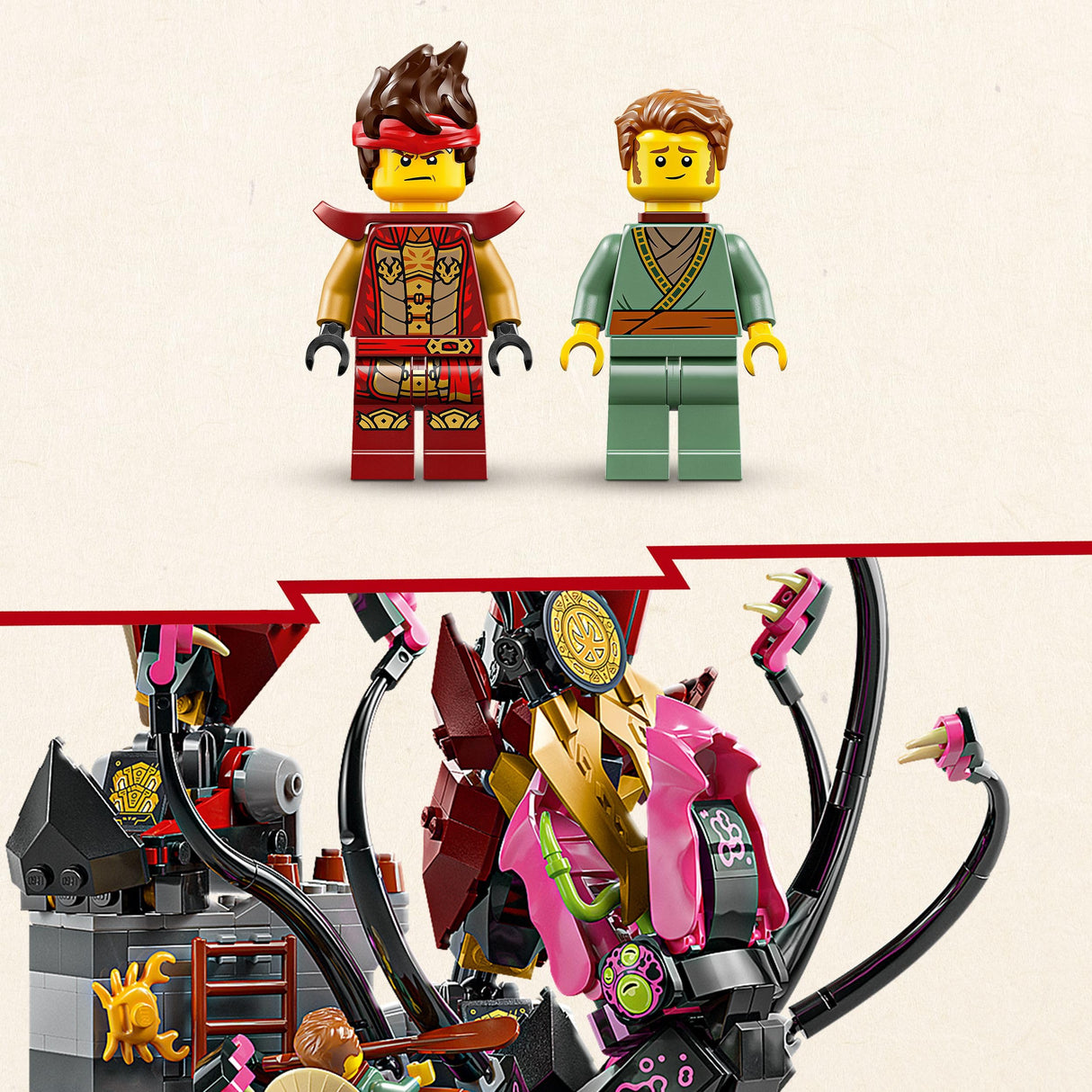 LEGO NINJAGO Meca Caballero del Fuego - Juguete de Construcción con Figura Articulada, 2 Minifiguras (inc. Kai) y Monstruo Marino - Kit de Maqueta - Regalo para Chicos de 14+ Años y Adolescentes 71846