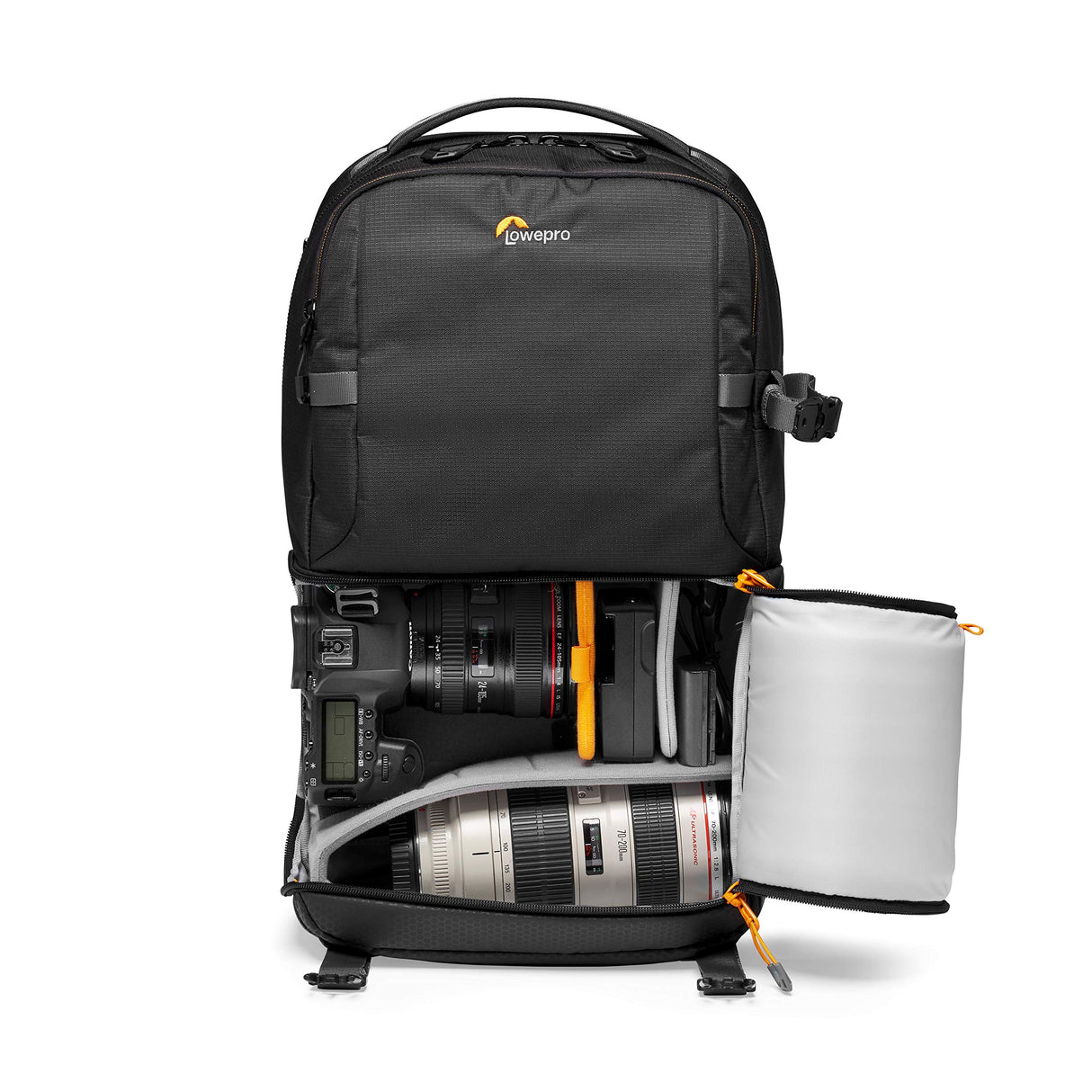 Lowepro Fastpack BP 250 AW III - Mochila para Cámara Refelx DSLR Sin Espejo, con Acceso QuickDoor, Compartimento Para Portátil de 13”, Para Cámaras Nikon D850, 300D Ripstop, Color Negro