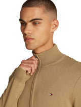 Tommy Hilfiger Jersey con Cremallera Hombre Essential Cotton Zip Thru con Cuello Alto, Beige (Safari Canvas), 3XL