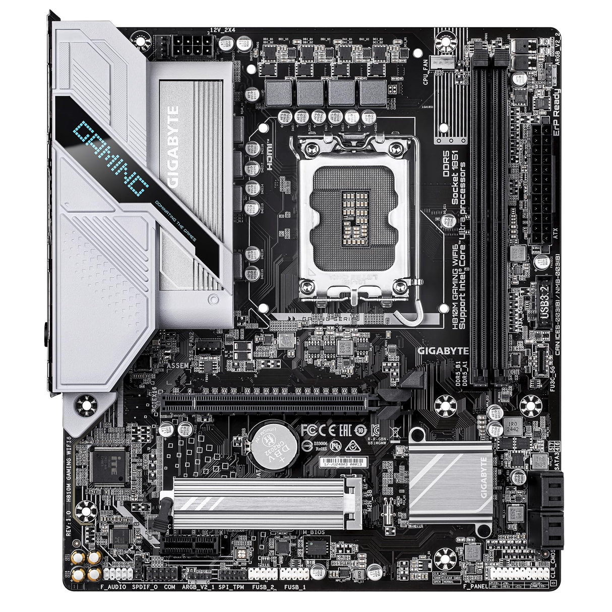 GIGABYTE H810M Gaming WIFI6 Placa Base - Procesadores Intel Core Ultra (Serie 2), VRM de 4+1+2 Fases, hasta 6400 MHz DDR5, 1xPCIe 4.0 M.2, LAN 2.5GbE, WiFi 6, USB 3.2 Gen 1