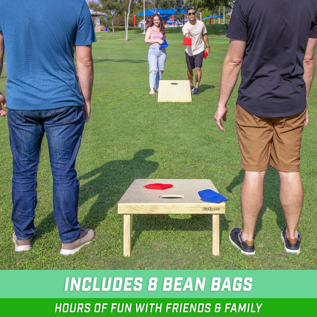 GoSports - Juego de Cornhole de Madera Maciza de tamaño reglamentario