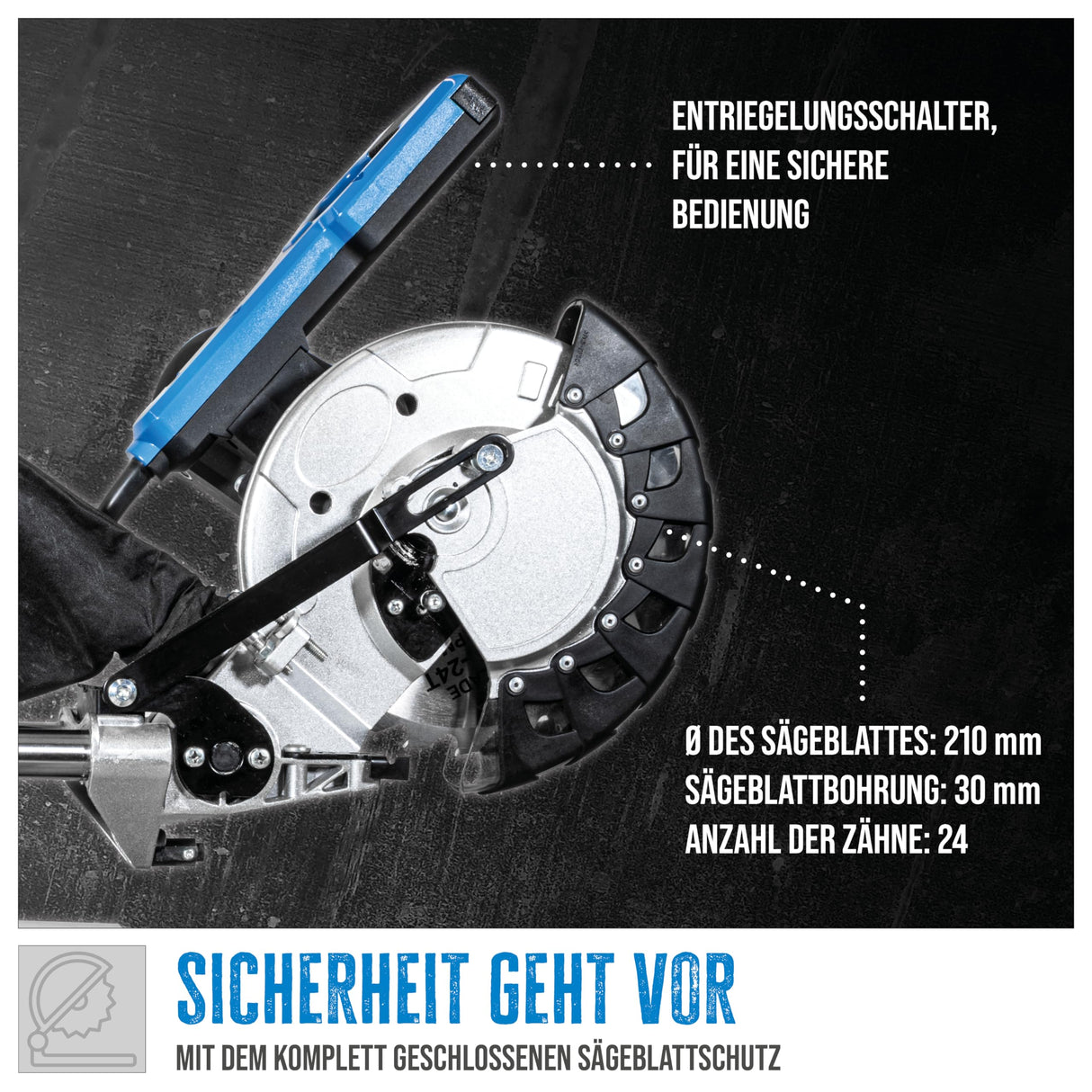 Güde GRK 2134.1 BSL - Sierra circular (1500 W), color azul, negro y plateado