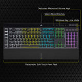 Corsair K55 RGB Pro Membrana Teclado para Juegos con Cable, IP42, Resistente al Polvo y a los derrames, 6 Teclas Macro con integración Elgato, Compatible con iCUE, QWERTY UK, PC, Mac, Xbox, Color