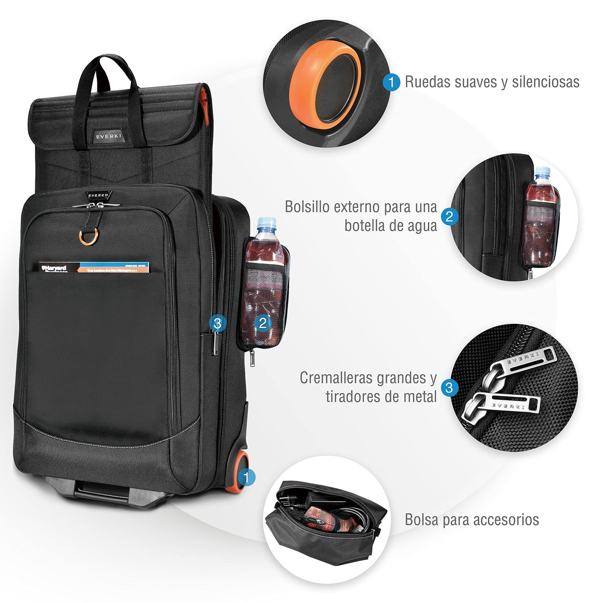 Everki - Trolley para portátil de hasta 18.4", Color Negro