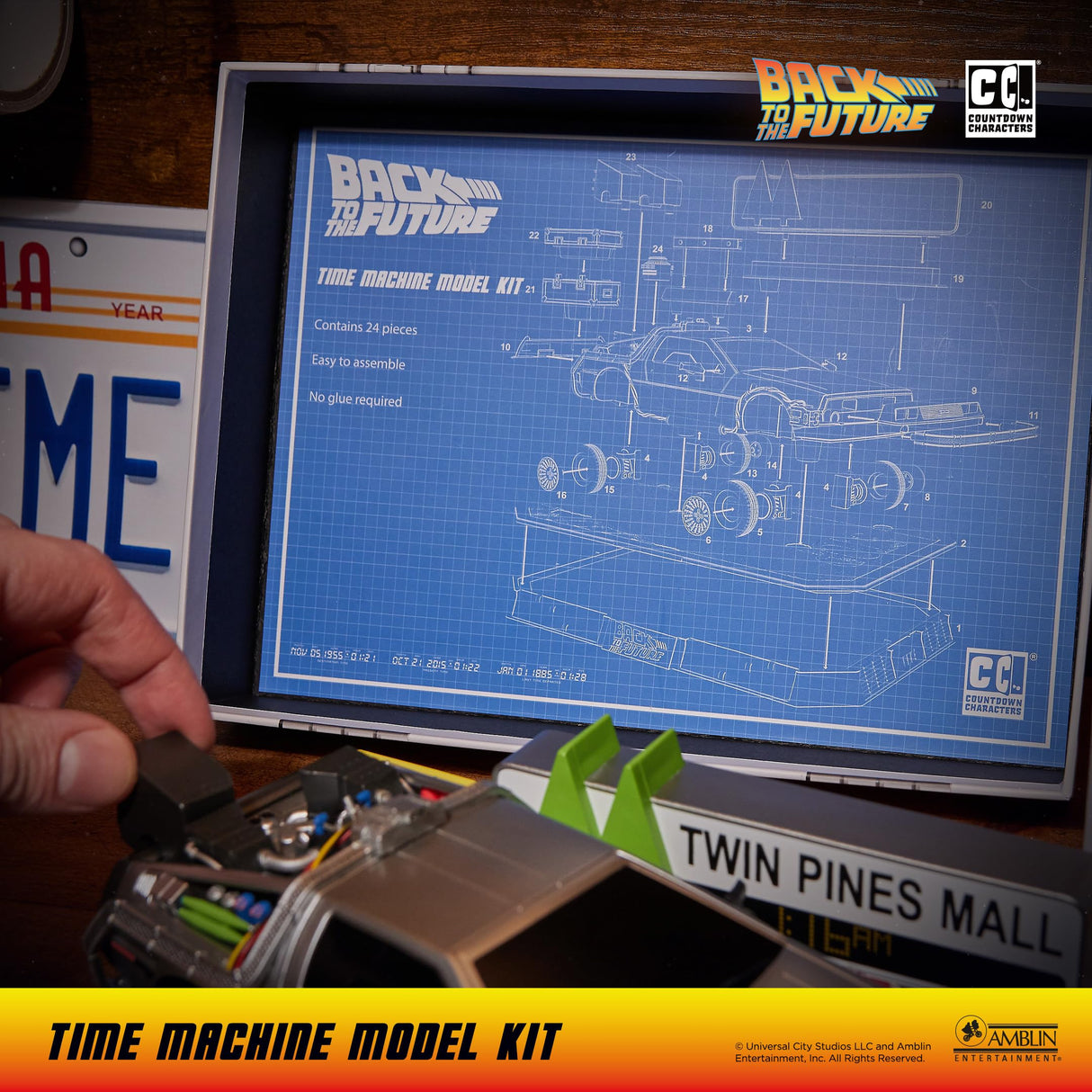 CC Countdown Characters 2024 Calendario de Adviento Armable Twin Pines Mall Delorean Time Machine – Estatua Coleccionable Oficial de Back to The Future