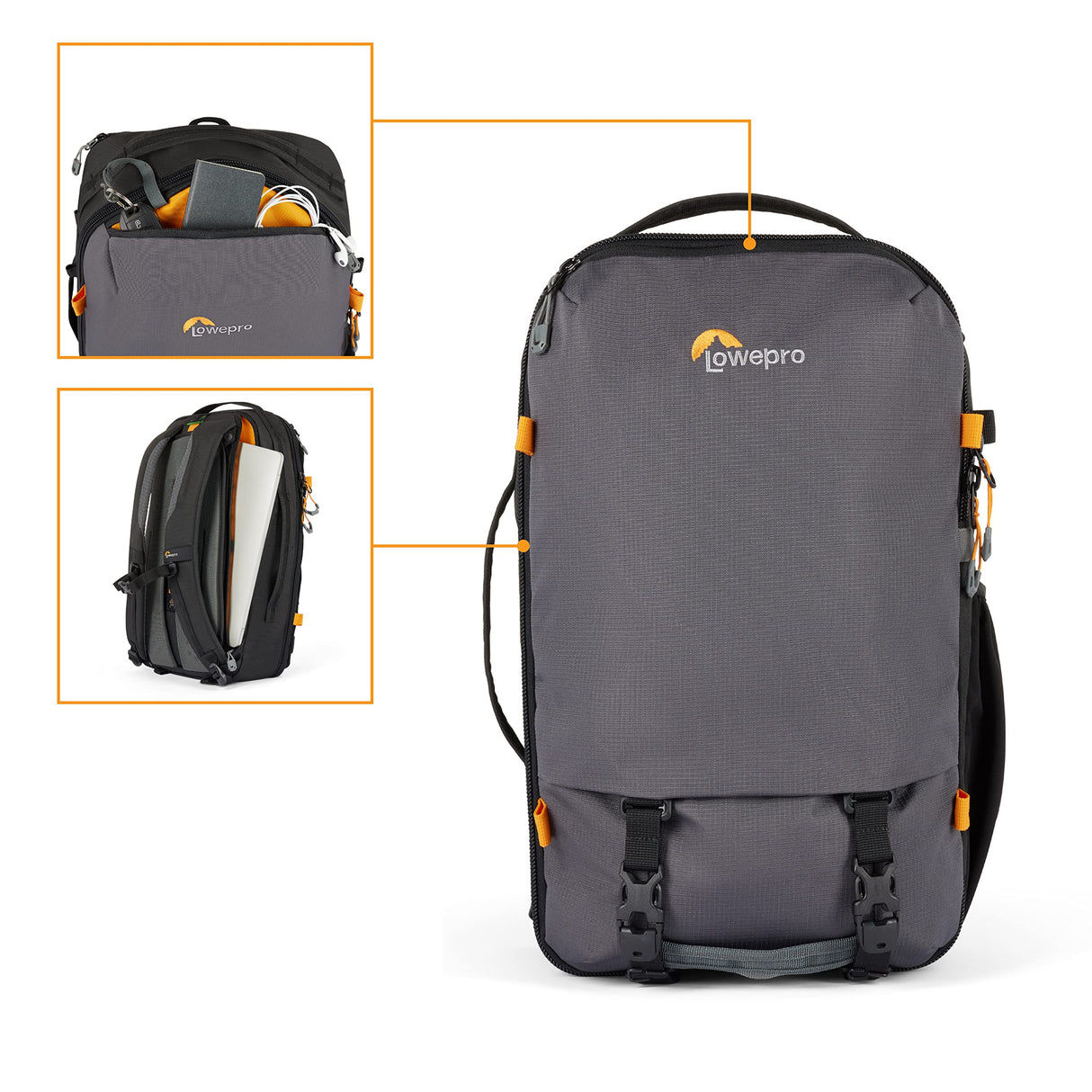 Lowepro Trekker Lite BP 150, Mochila para Cámara, con Inserto Extraíble, con Sistema de Correas para Accesorios, Negro, para Cámara Sin Espejo, Compatible con Sony Alpha 6000, Gris