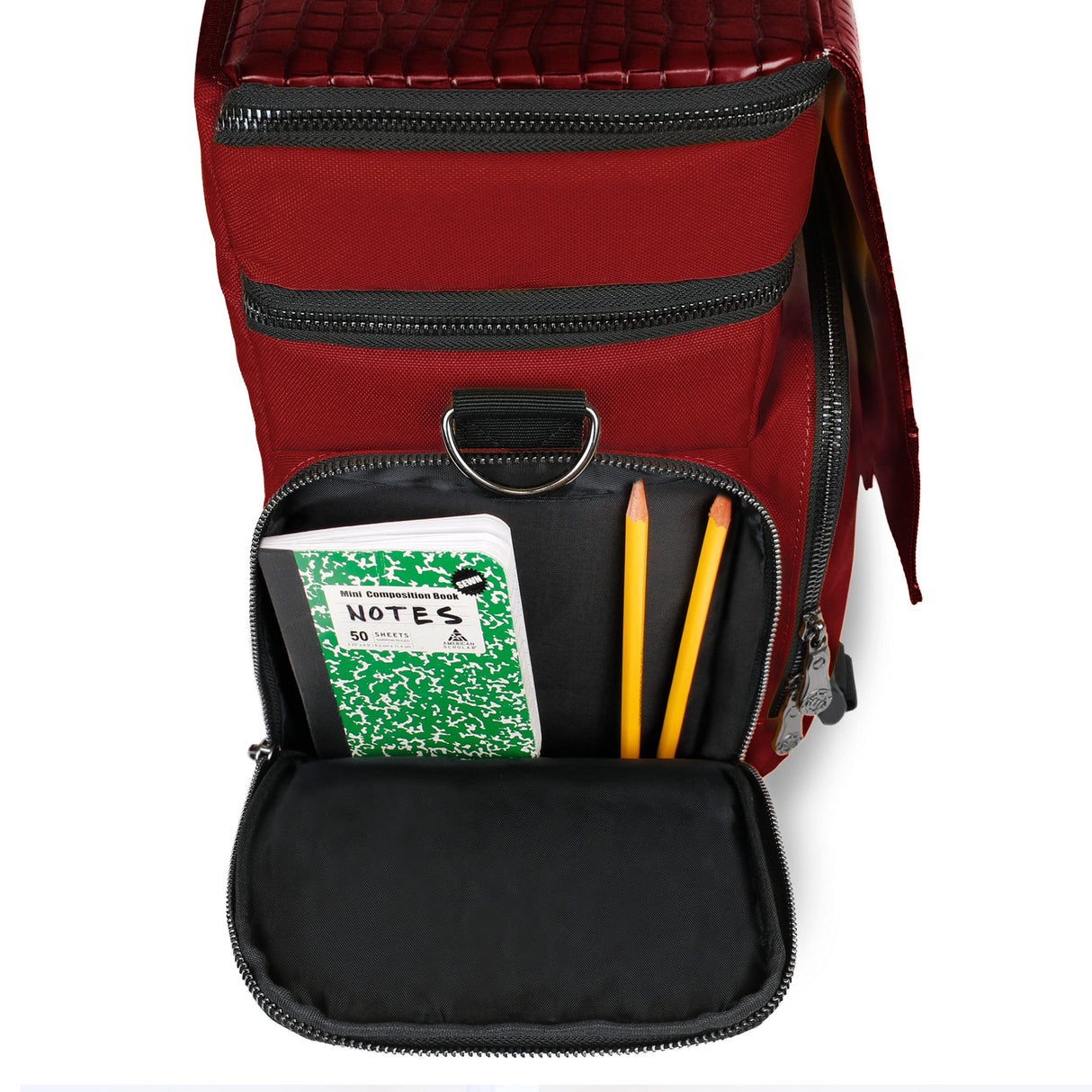 ENHANCE DND Bag - Bolsa de Accesorios RPG Dungeons and Dragons con Almacenamiento de minis, Soporte para Alfombrillas, Bolsillos para Dados, se Adapta a 4-8 Libros, Rojo dragón, Personalizable