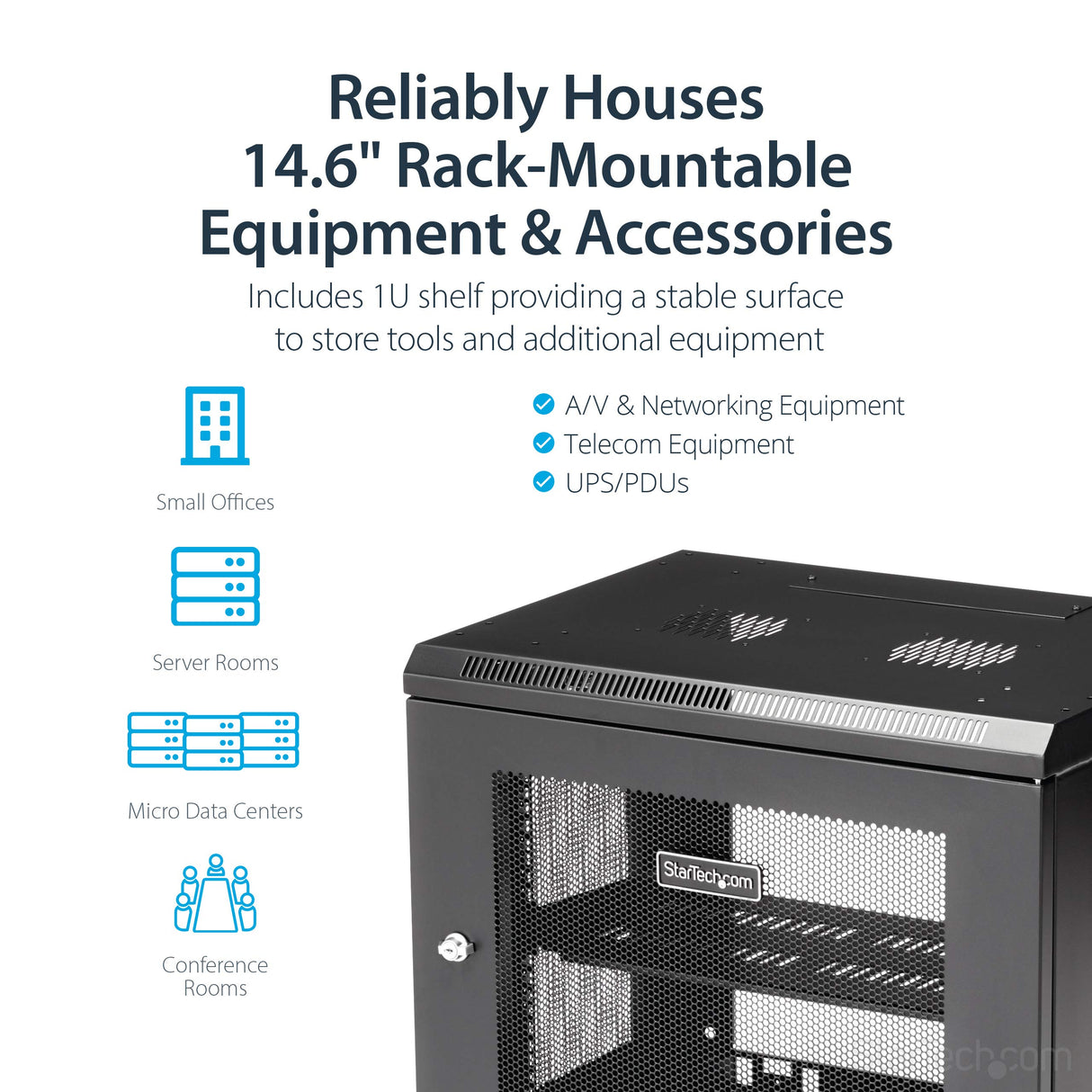 StarTech.com Armario Rack de Pared para Servidores 9U 19" 2 Columnas Estante 1U - Rack de Servidores de Montaje en Pared