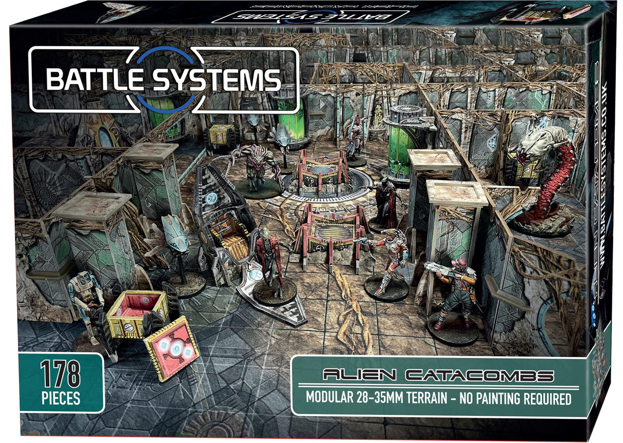 Battle Systems - Terreno Modular de Ciencia ficción para Juegos 3D miniaturas y Figuras de 28 mm a 35 mm - No Requiere Pintura - Juego de Guerra de alienígenas de Ciencia ficción -