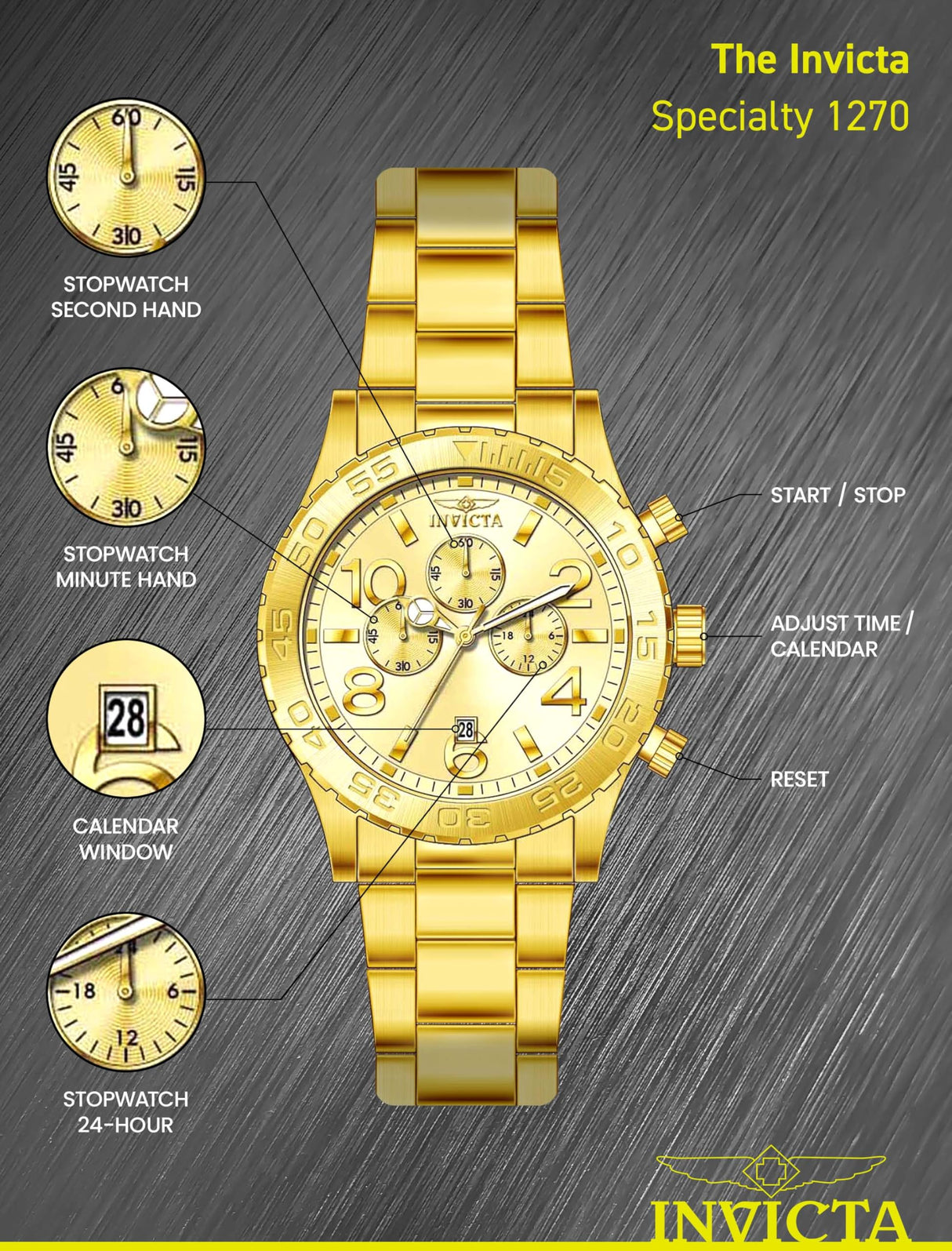 Invicta Specialty Reloj Cuarzo para Hombre de acero inoxidable - 50mm