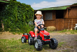 FALK-Tracteur à pédales Massey Ferguson S8740 Rouge with remorque Tractor Remolque-A Partir de 3 años-Fabricado en Francia-Volante direccional con bocina-Asiento regulable-4010AB, Multicolor, 4010ab