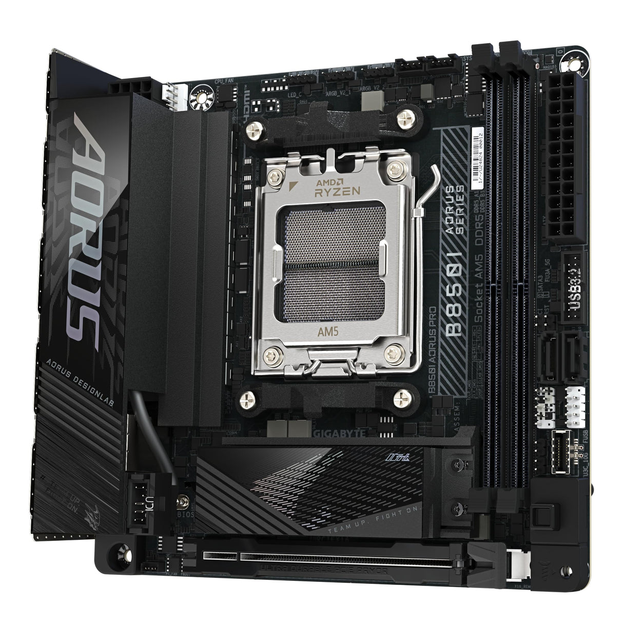 GIGABYTE B850I AORUS Pro Placa Base - Compatible con procesadores AMD Ryzen Serie 9000, VRM Digital de 8+2+1 Fases, hasta 8400MHz DDR5 (OC), 1xPCIe 5.0 + 1xPCIe 4.0 M.2, 2.5LAN, WiFi 7, USB 3.2 Gen 2