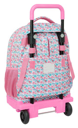 Safta Moos Flores - Mochila Grande con Ruedas, Compacta, Extraíble, Ideal para Niños de Diferentes Edades, Cómoda y Versátil, Calidad y Resistencia, 33x22x45 cm, Color Multicolor