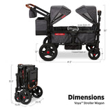 Radio Flyer Voya Stroller Wagon, Cochecito Doble, 2 Asientos Altos Cara a Cara, toldo Ajustable con protección UV, Bandeja para Aperitivos, Gris