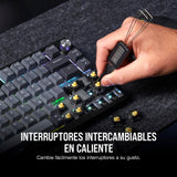 CORSAIR K65 PLUS WIRELESS 75% RGB Teclado Mecánico para Juegos Intercambiable en Caliente - Interruptores Lineales Rojos CORSAIR MLX Prelubricados - Insonorización - Teclados PBT - QWERTY ES - Negro